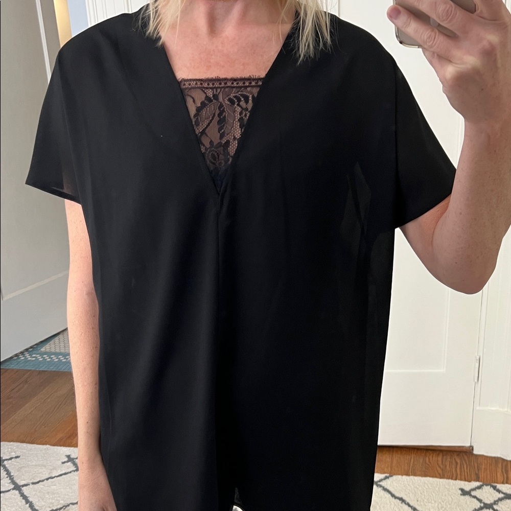 Kut From the Kloth black blouse with lace neck detail